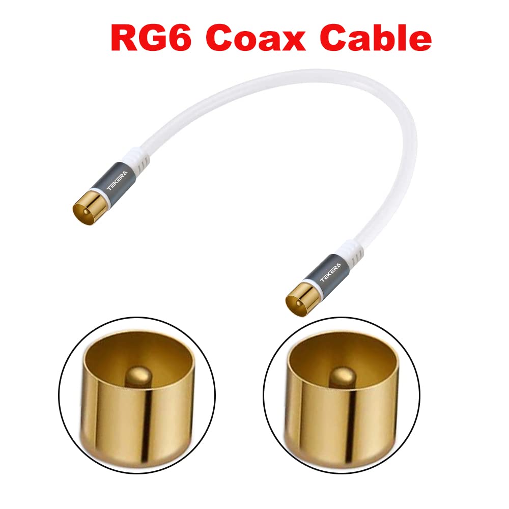 TV Antenna Cable 1M, TEKERA PAL Male to Male TV Aerial Cable, Gold-Plated RG6 Coax Cable Aerial Flylead Cord