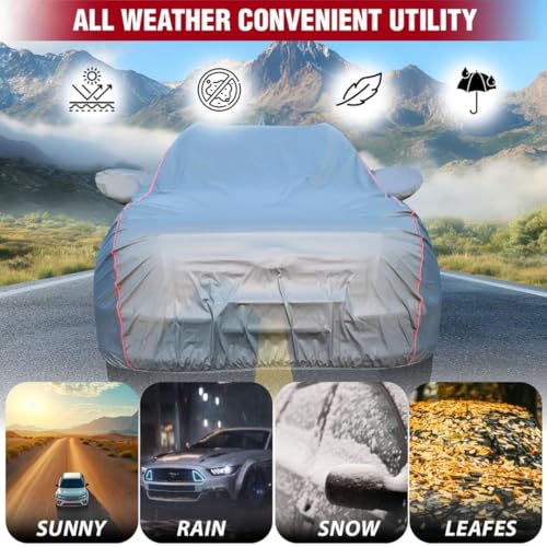 Image of 100% Waterproof Car Body Cover for Hyundai Grand i10 Nios (2019-2025) with Mirror Pocket (Heat & UV Resistant, Triple Stitched, Soft Lining, Bottom Elastic & Piping) Grey