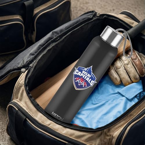 Image of Milton Sports Steel Halo 900 | DC Official Drinkware Partner | Limited Edition Delhi Capitals Water Bottle | PU Insulated I Leak Proof | Designed for Cricket Lovers | 600 ml | Black