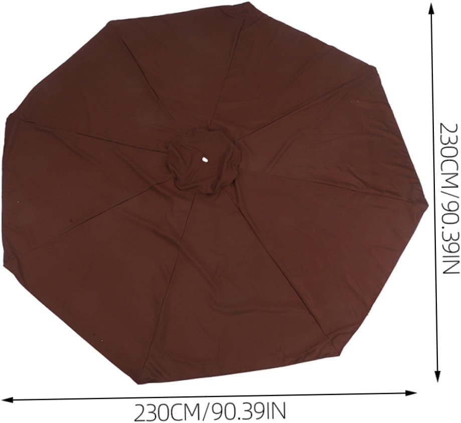 Uonlytech Replacement Umbrella Canopy 2. Diameter, Coffee Color Patio Parasol Fabric with 8 Ribs, Rain-proof Garden Umbrella Cloth for Outdoor Shade and Sun Protection