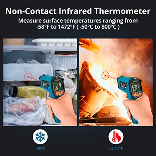 Infrarot Thermometer(nicht für Menschen) -50°C bis 800°C Tilswall IR Digital Laser Temperaturmessgerät mit Thermometer Kochen LCD Display, Alarm für hohe/niedrige Temperatur... – Bild 3