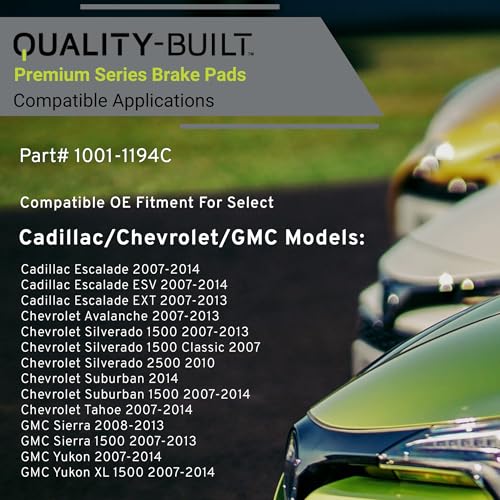 QUALITY-BUILT Rear Ceramic Brake Pads, Premium 1001-1194C, Compatible with 2007-2014 Cadillac/Chevrolet/GMC (Avalanche,Escalade,Escalade ESV,Escalade EXT,Sierra,Sierra 1500,Silverado 1500) by Quality-Built - Used condition - Image 3