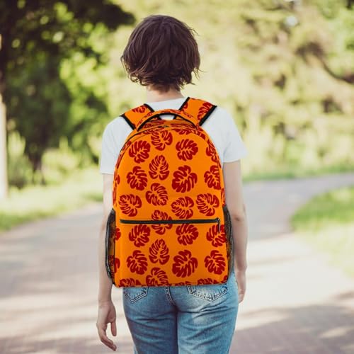 Sac à dos d'école feuilles de surf orange pour le collège et sorties