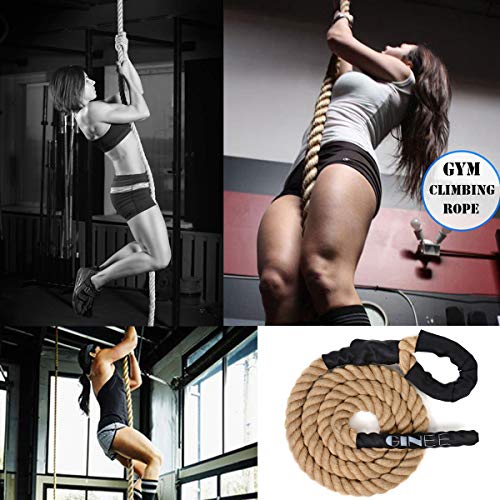 GINEE Climbing Rope Fitness 10Ft,Gym Training Ropes High Strength,Diam1.5 Inch(38mm) Jute Rope for Climbing Exercise,Professional Workout,Muscle Exercise,Coaching,Student Sports.