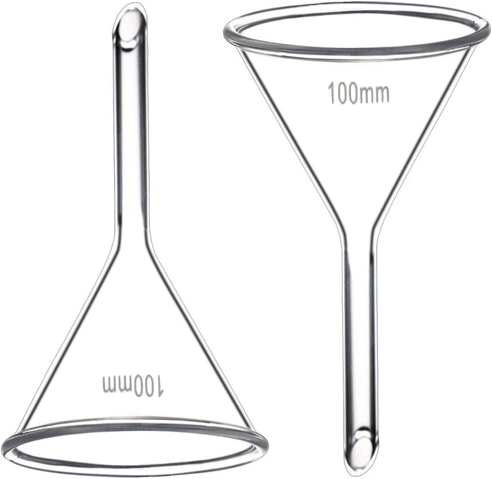 100mm Glass Funnel, Short Stem, Borosilicate Glass, Heavy Wall, Karter Scientific 213V12 (Pack of 2)