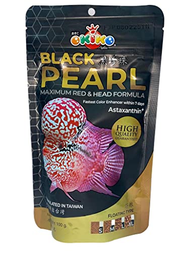 Image of COLOURFUL AQUARIUM Okiko Flower Horn Fish Food|Head Booster Formula|Fast Color Enhancer Astaxanthin Plus (Head Power + Black Pearl + Red Diamond - Each 100 G),All Life Stages,Powder