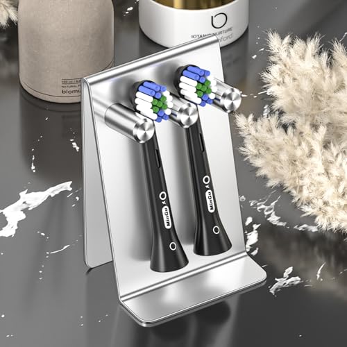 YAYINLI Electric Toothbrush Head Holder, Self Adhesive or Tabletop Tooth Brushing Holder, Stainless Steel Wall Mounted Shower Toothbrush Holders for Bathroom, Tooth Brush Holder Organiser Brushed