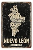 Funny Vintage Metal Sign NUEVO LEON MONTERREY Metal Tin Sign Aluminum Sign For Wall Decor Bar Garage Man Cave Gift 8x12 inch