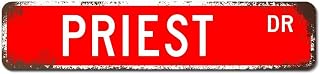 Priest Street Signs Priest Lover Signs Farmhouse Wall Art Vintage Rustic Metal Wall Sign for Home Man Cave Door Porch Garden Party 18x4in