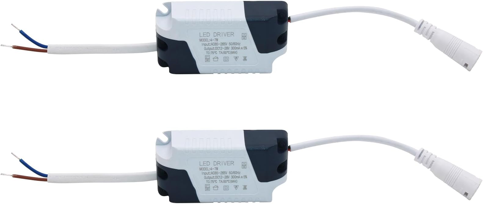 8~12W LED Driver 300mA Constant Current High Power AC 85-265V Output 24-48V DC Female Connector with Clip, External Power Supply LED Ceiling Lamp Rectifier Transformer