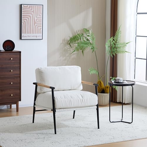 Christopher Knight Home Modern Fabric Accent Chair with Removable Cushions, Metal Frame Minimalist Living Room Armchair, Bedroom Comfy Reading Chair, Beige by Christopher Knight Home - Used condition - US$141.08
