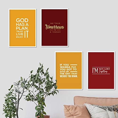 Nacnic Pack of posters with inspirational phrases. Set decoration with white sheets and black motivational phrases and full of energy. A4 size