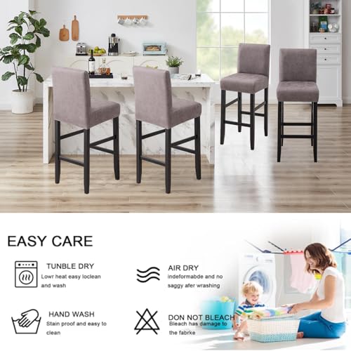Image of FUANGUI Bar Stool Covers Set of 4, Stretch Bar Stool Seat Covers | Washable Removable Bar Chair Covers with Backs Slipcovers, Bar Chair Covers Square for Kitchen Dining Room Cafe