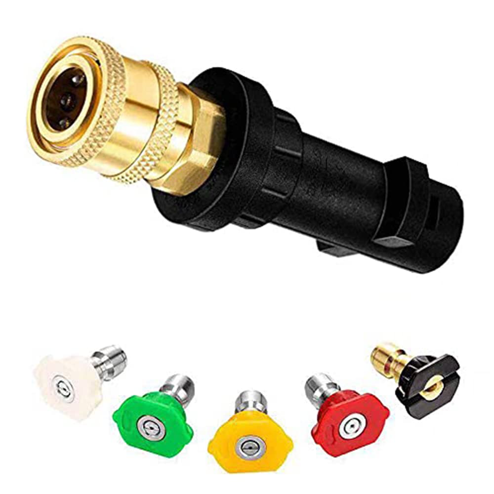 neotimely High Pressure Washer Gun Adapter, 1/4" Spray Nozzle Tips Sets, Brass Female Quick Connector, Quick Connector Turbo Nozzle with 5 Pressure Washer Nozzle Tips for Karcher k2 k3 k4 k5 k6 k7