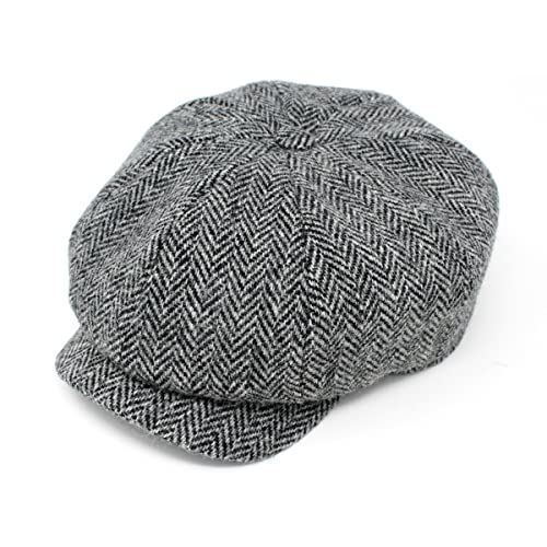 Hanna Hats - Gorra irlandesa Dundalk de lana gris (talla M, 56/57 cm), color gris
