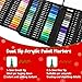 Pagather 72 Colors Acrylic Paint Markers, Dual Tip with Fine Tip and Brush Tip Pens for Stone, Wood, Calligraphy, Canvas, Ceramic, Metal, Glass, Rock Painting, DIY Crafts Art Supplies Kit