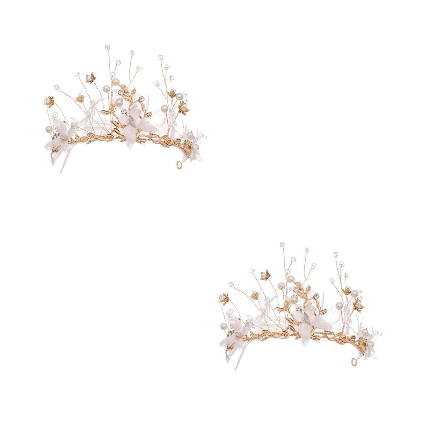 minkissy 2 Piezas nupcial tiara para mujer aro de pelo de la boda tiara nupcial tocado de hadas tiara de hadas tiara de boda bien venda sombrerería novia