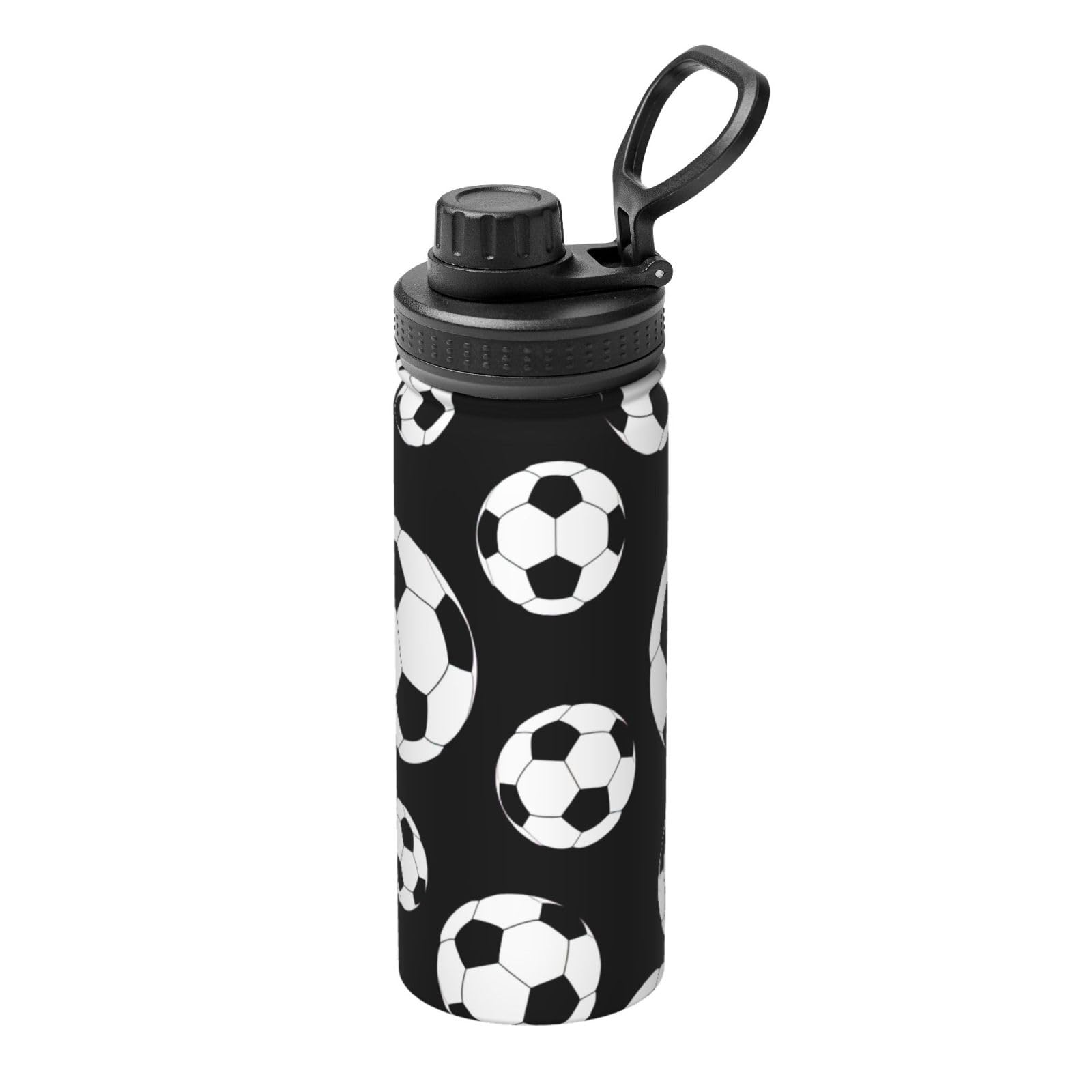 Kfjghhl Insulated Stainless Soccer Black Steel Water Bottle For Sport Gym Travel Leak Camping Hiking Hydration