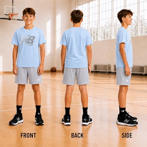 Image of New Balance Boys Short Sets - 2 Piece Active Performance Athletic Shirt and Kids Basketball Gym Shorts for Boys (8-12)