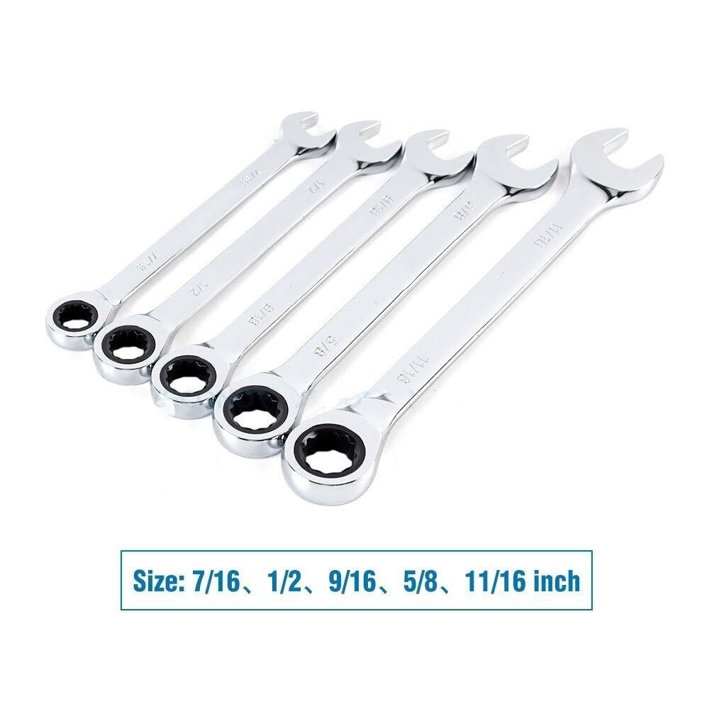 Telescopic Ratchet 7/16 1/2 9/16 5/8 11/16 Cal zestaw kluczy grzechotkowych klucz dynamometryczny 72-zęby lustro powierzchnia polerowana Klucze dynamometryczne