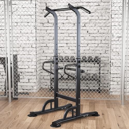 soges Power Tower Pull Up Station, Adjustable Multi-Function Dip Station Home Gym, Strength Training Pull-Up Bars for Full Body Workout, Power Tower Dip Station Pull Up Bar with 11 Height Levels - Thumbnail 3