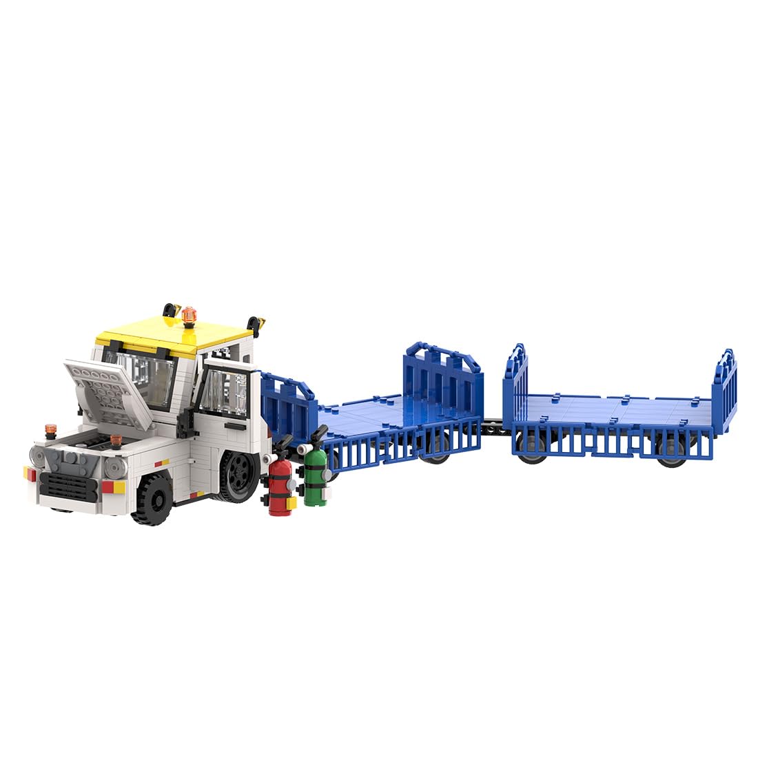 Bausteine für Flughafen Gepäckwagen, detailliertes Flughafendienstfahrzeug-Set mit Lufttank, eingezäunt, Warn- und Anzeigelichter, mechanische Geschenke für Erwachsene (936PCS)