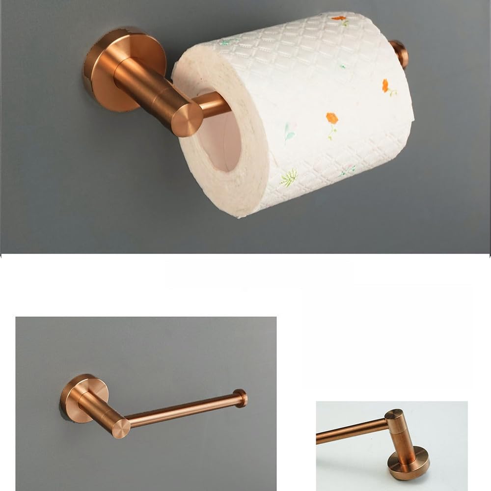 Juego de ganchos para toallas de pared de acero inoxidable cepillado de oro rosa – 4 ganchos para bata de baño para toallas de jabón y accesorios – Decoración elegante y funcional para el hogar