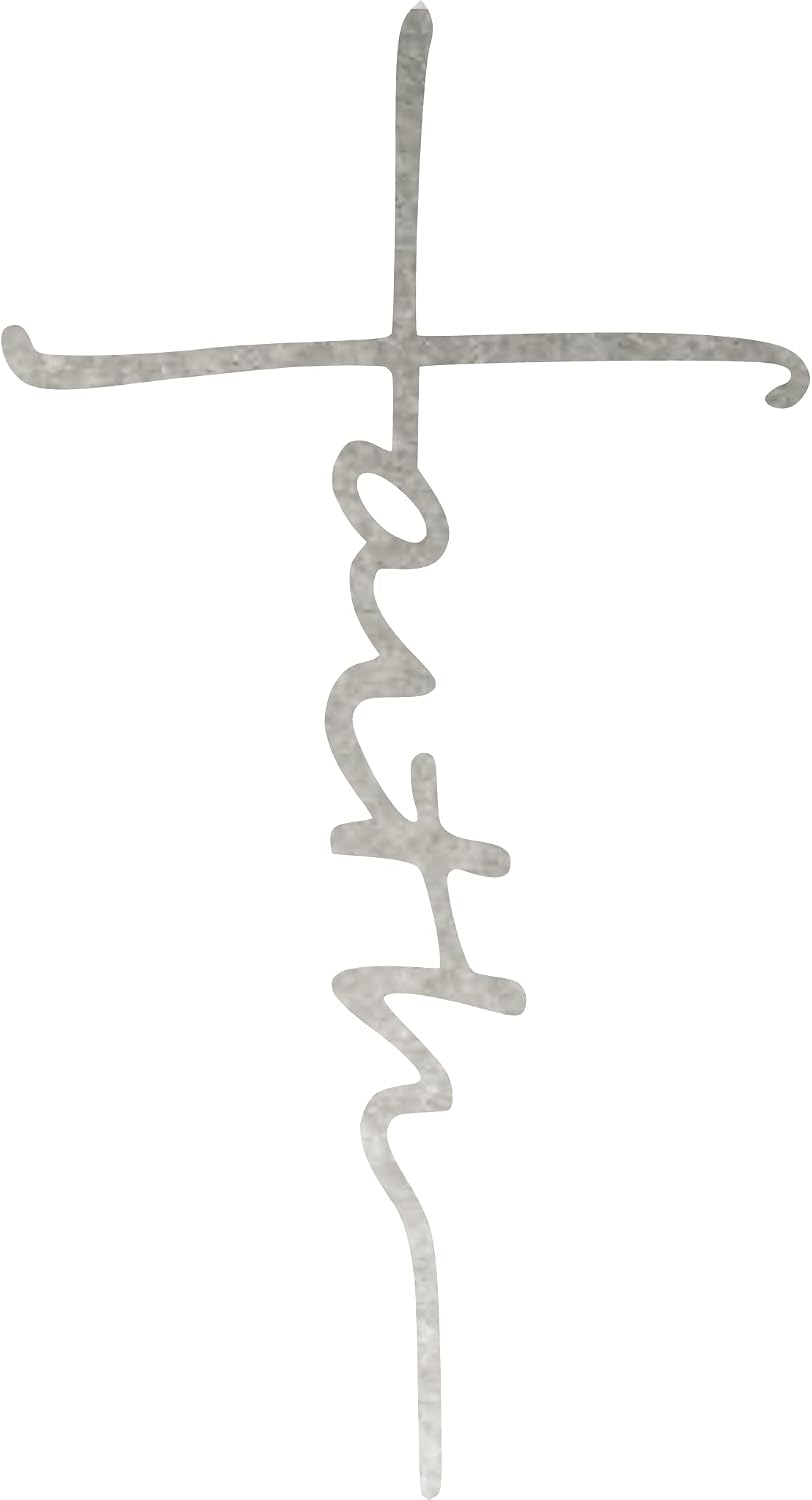 Badger Steel USA - Faith Cross - Metal Wall Art - 8" X 15" - Hammered Silver
