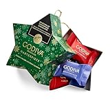 Godiva Holiday Masterpiece Star Ornament, Milk & Dark Chocolates with Ganache, Green and Gold Snowflake Design, Kosher & Halal, 7 Pc