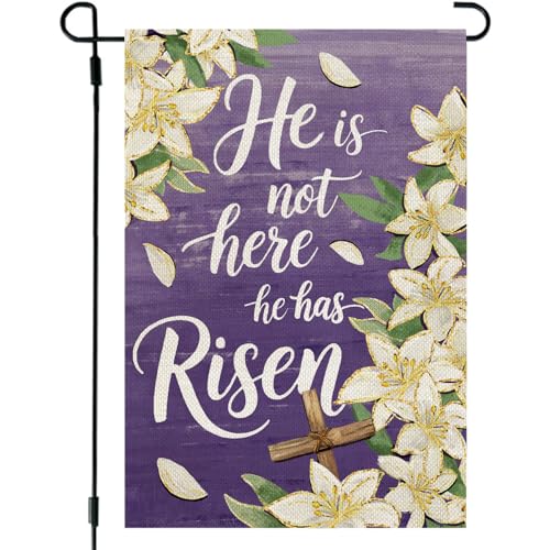 CROWNED BEAUTY Easter Garden Flag He is Risen...