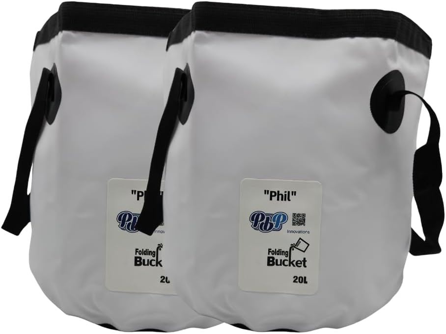 PBP Handy Folding Bucket 20L - "PHIL" (2PK) (White)
