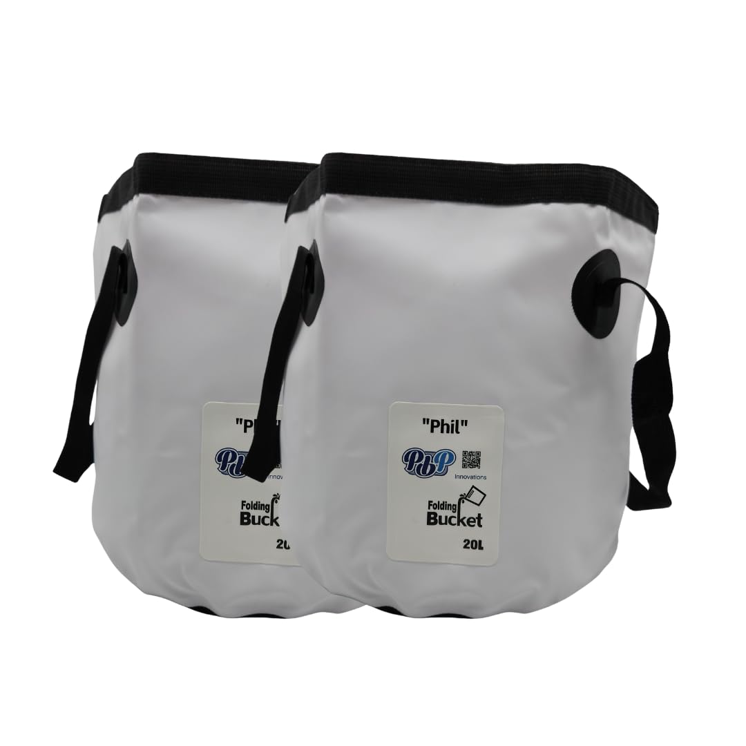 PBP Handy Folding Bucket 20L - "PHIL" (2PK) (White)