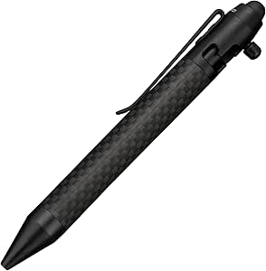 Cool Hand 4.9'' Carbon Fiber Bolt Action Pen Stylus for Touch Screen, Ballpoint Ink Refillable, Compact Size, Skelton Out Deep Pocket Clip for Easy Carring