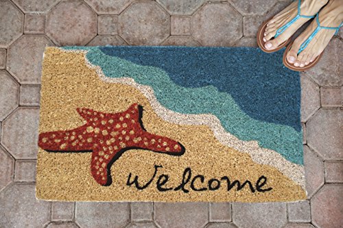 Entryways Starfish Welcome Hand Made Coir Doormat 18" X 30" #TOP3