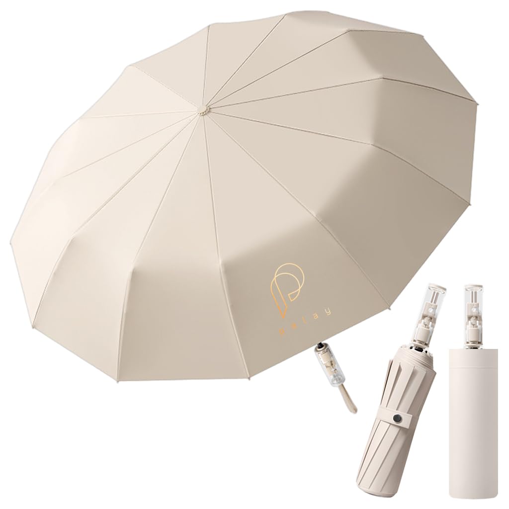 PALAY® Auto Umbrella for Men, Mechanical Handle UV Umbrella for Sun & Rain Protection with Winndproof Fiberglass Ribs, Sectional Closure, Auto Open and Close for Men, Women, Girls, Boys