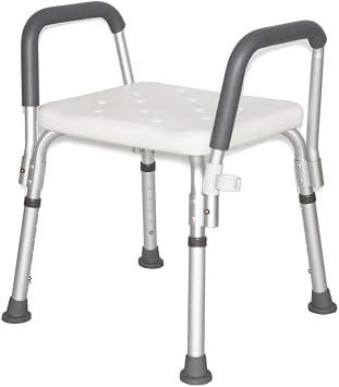 Shower Chair, Adjustable Bath Stool with Free Assist Grab Bar Medical Tool Bench Bathtub Stool Seat with Aluminum