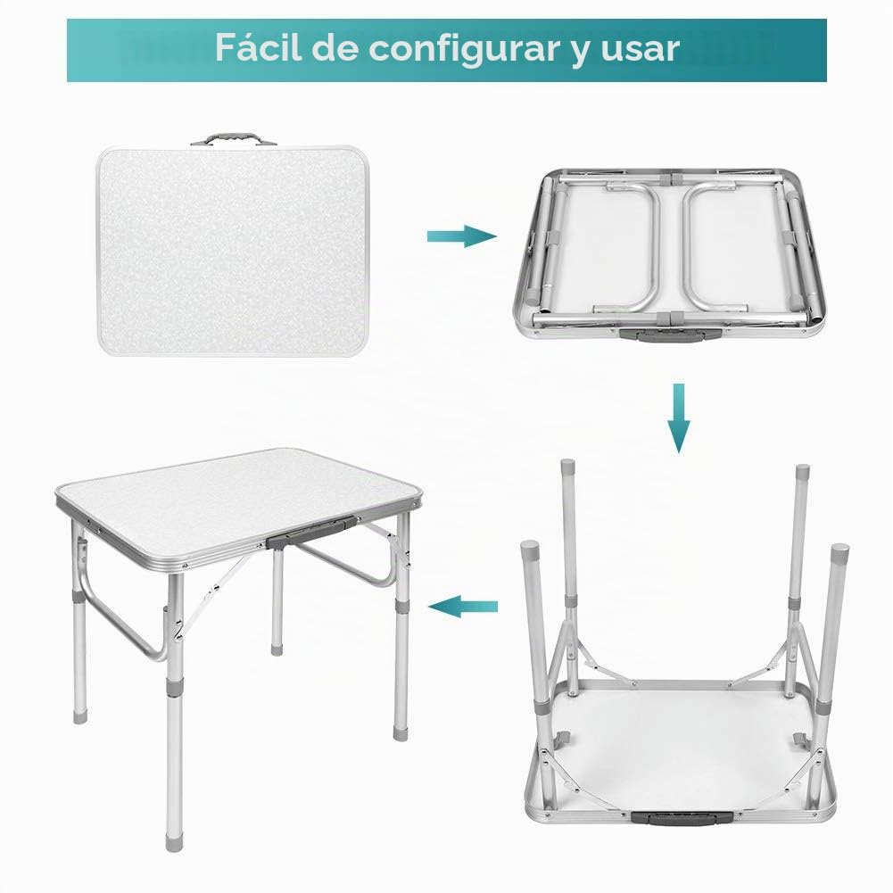 Mesa de Camping Plegable de Aluminio, Portátil para Jardín y Playa