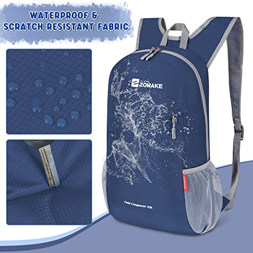 Zomake 20L Packable Backpack:lightweight Hiking Backpacks - Foldable Water Resistant Back Pack Packable Small Travel Day Pack For Camping Outdoor Hiking (Royal Blue) #TOP3
