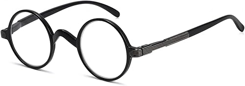 Eyekepper Gafas de lectura redondas un poco más grandes que vintage profesor lectores ovalados (negro)
