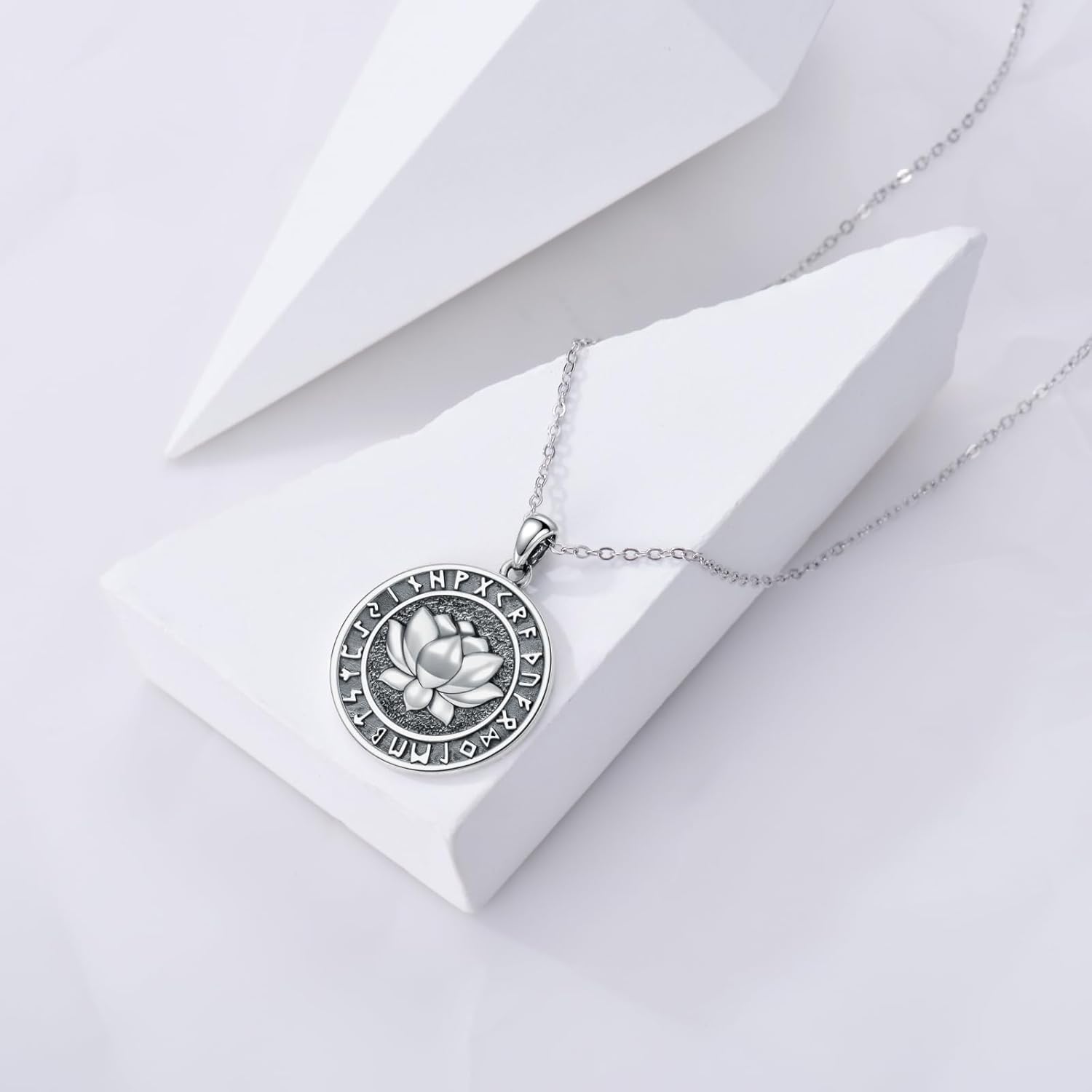 Lotus Necklace 925 Sterling Silver Viking Pendant Norse Jewelry Gifts for Women Men - Image 5