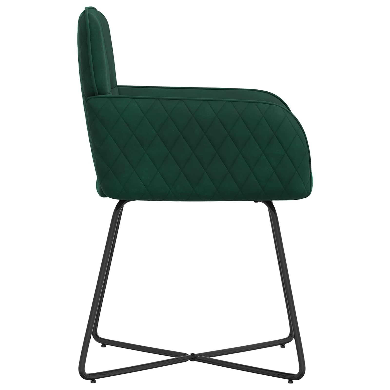 Krzesła do jadalni, zestaw 2 sztuk, aksamitne, ciemnozielone, 59 x 56,5 x 86 cm, z metalowym stelażem, ergonomicznym oparciem, podłokietnikami, nowoczesnym wzornictwem, trwałe, wygodne, łatwe