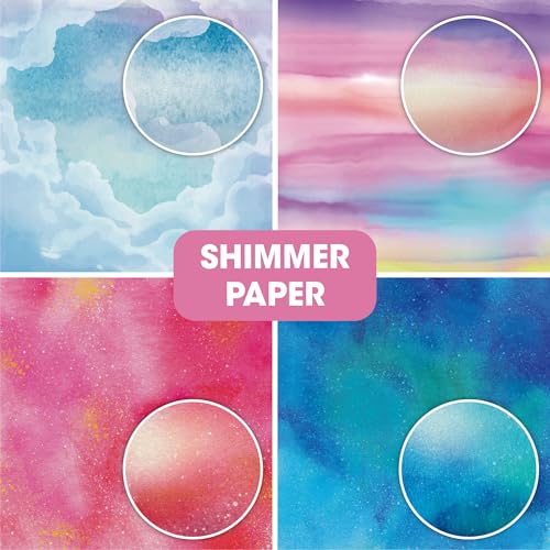 Desecraft 48 sheets 6 X 6 Scrapbooking Cardstock Decorative Paper Pack - Shimmer Watercolor - for Card Making Journaling Planner Origami Scrapbook Paper Scrapbook Materials Supplies - Thumbnail 3