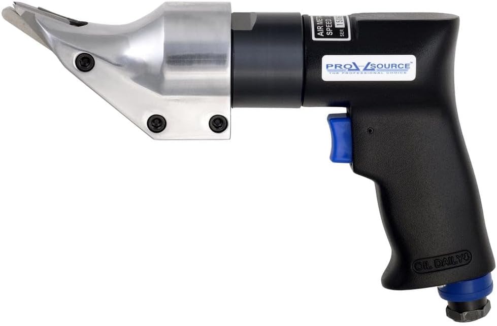 PRO SOURCE Handheld Pneumatic Shears: Pistol Grip Handle, 18 Gauge Cutting Capacity