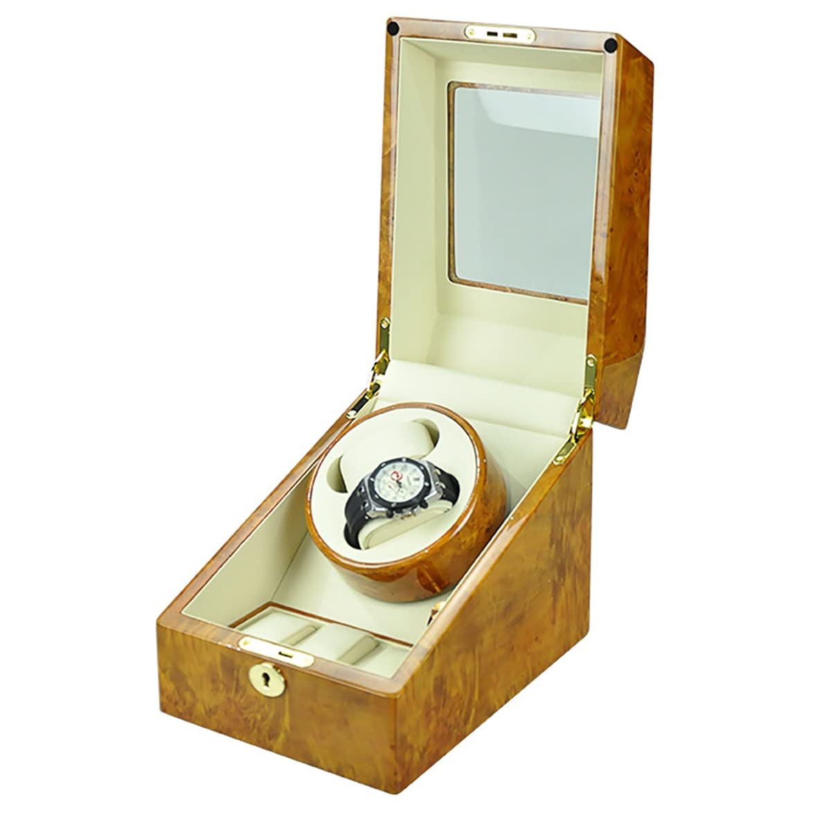 MYUYEE Watch Winder Box For 2 Automatic Watches With 3 Watches Storages Quiet Motor Display Box For Men'S And Women'S Wristwatch Self Winding Watch Rotator Box (G)