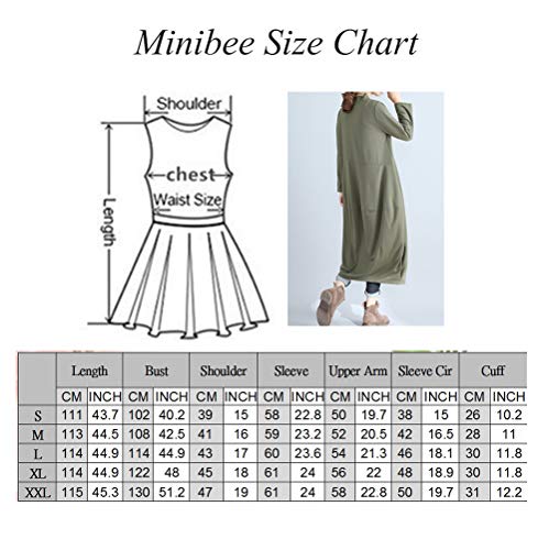 Minibee Women's Casual Loose Dress Turtleneck Long Baggy Autumn Sweatshirts Jackets Long Sleeve With Pockets Gray #TOP2