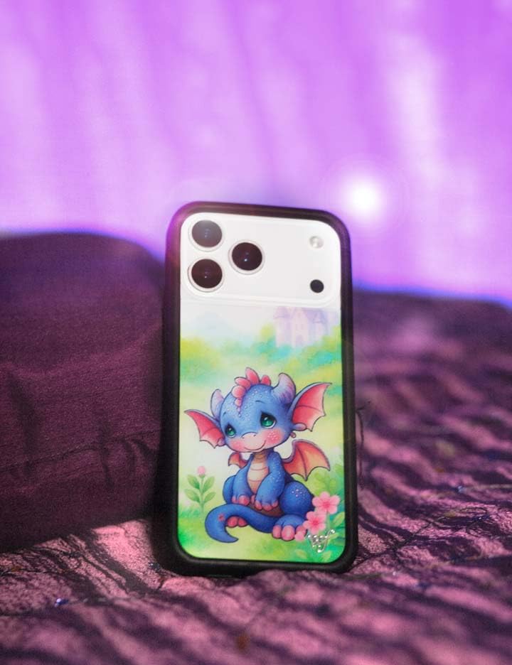 Image of Wildflower Cases - Compatible with iPhone 16 Pro Max | Protective Black Bumper, 4ft Drop Test Certified, Women Owned Small Business | Fantasy Castle Cute Purple | Precious Moments - Dragon Dreams