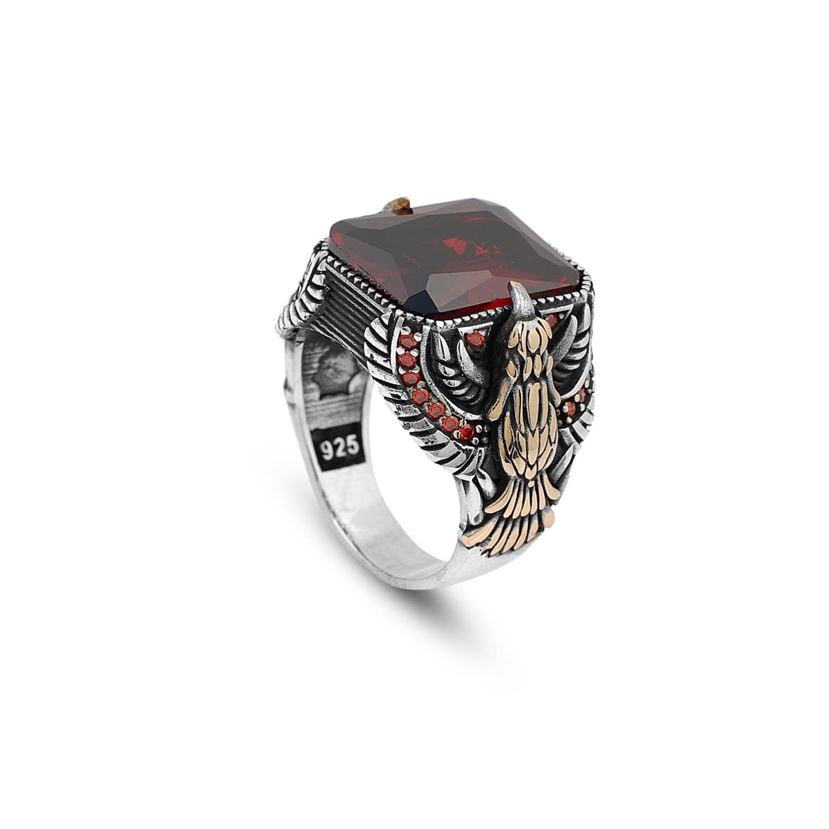 Bague aigle rubis argent 925 ne ternit pas avec chiffon entretien - 7