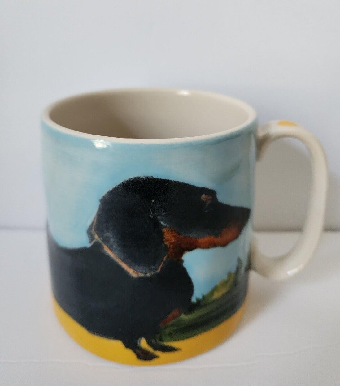 FUNKY CLUB New Anthropologie Mug Sally MUIR Dog-A-Day Weiner Dog Dachshund Stoneware Cup Printed Coffee and Tea Ceramic Mug- 11OZ Ceramic Coffee Mug