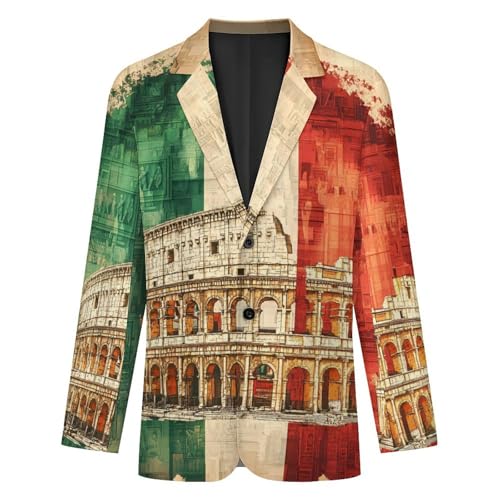Italian Flag Italy Men's Slim Suit Long-Sleeve Prom Tuxedo Classic Two Button Business Jacket4
