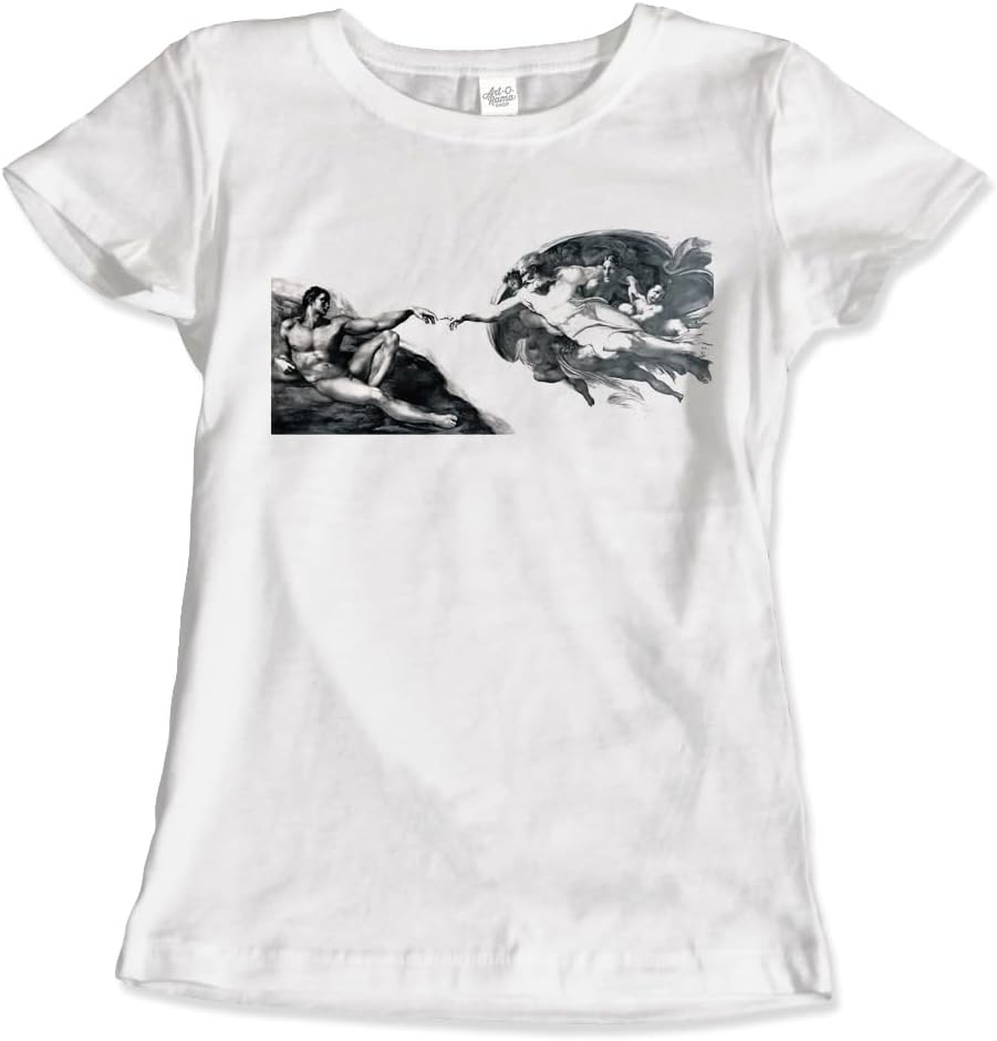 The Creation of Adam Reproduction T-Shirt (Adults, Kids, Short & Long Sleeve) White